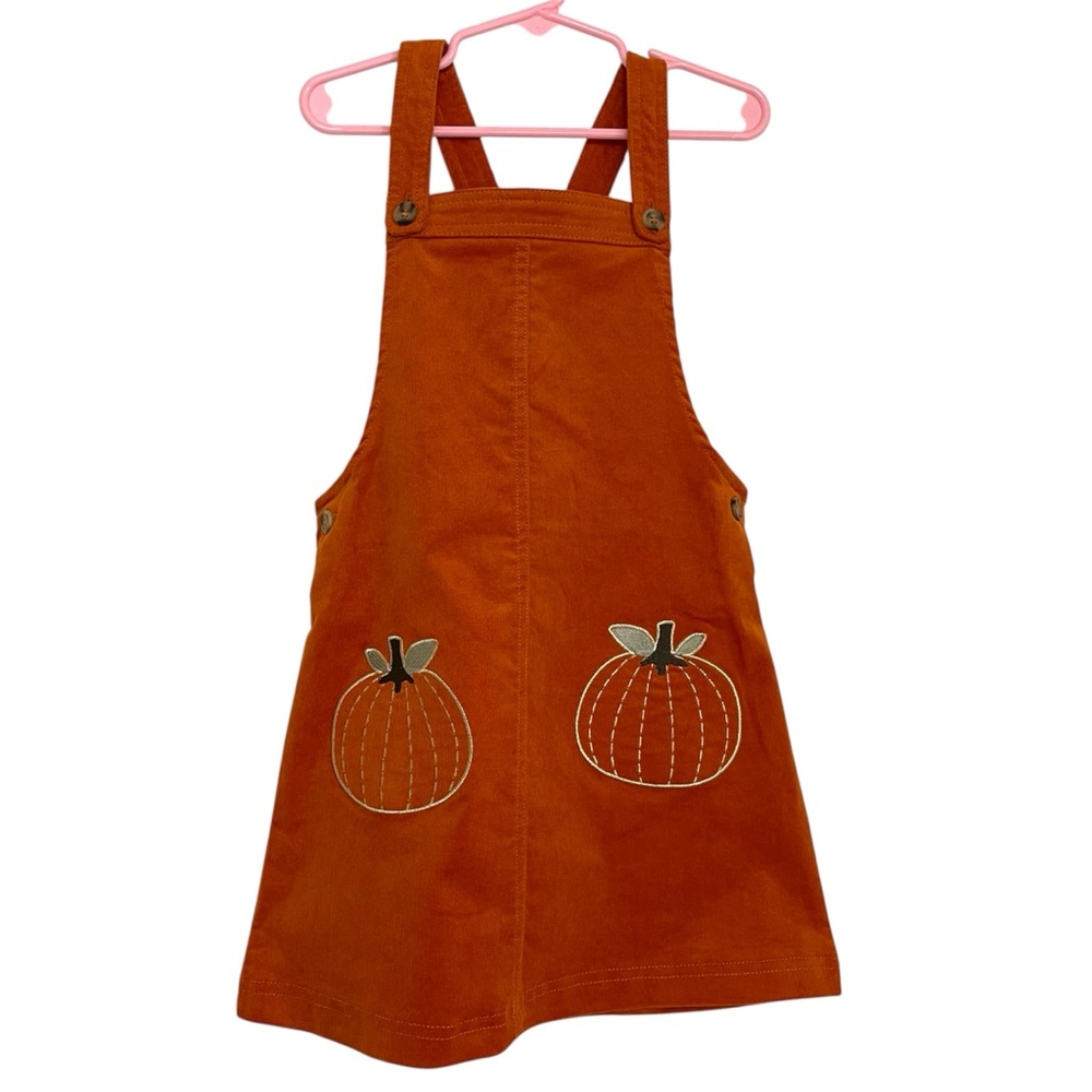 Isaac Mizrahi Girl’s Embroidered Pumpkin Orange Lightweight Corduroy Dress 5T